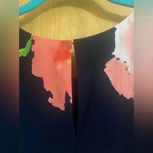 Anne Klein Navy Floral Sleeveless Keyhole Fully Lined Dress Size 12 NWT - Picture 9 of 12